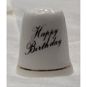 Vintage Ashleydale Happy Birthday Thimble Fine Bone China England Floral Design